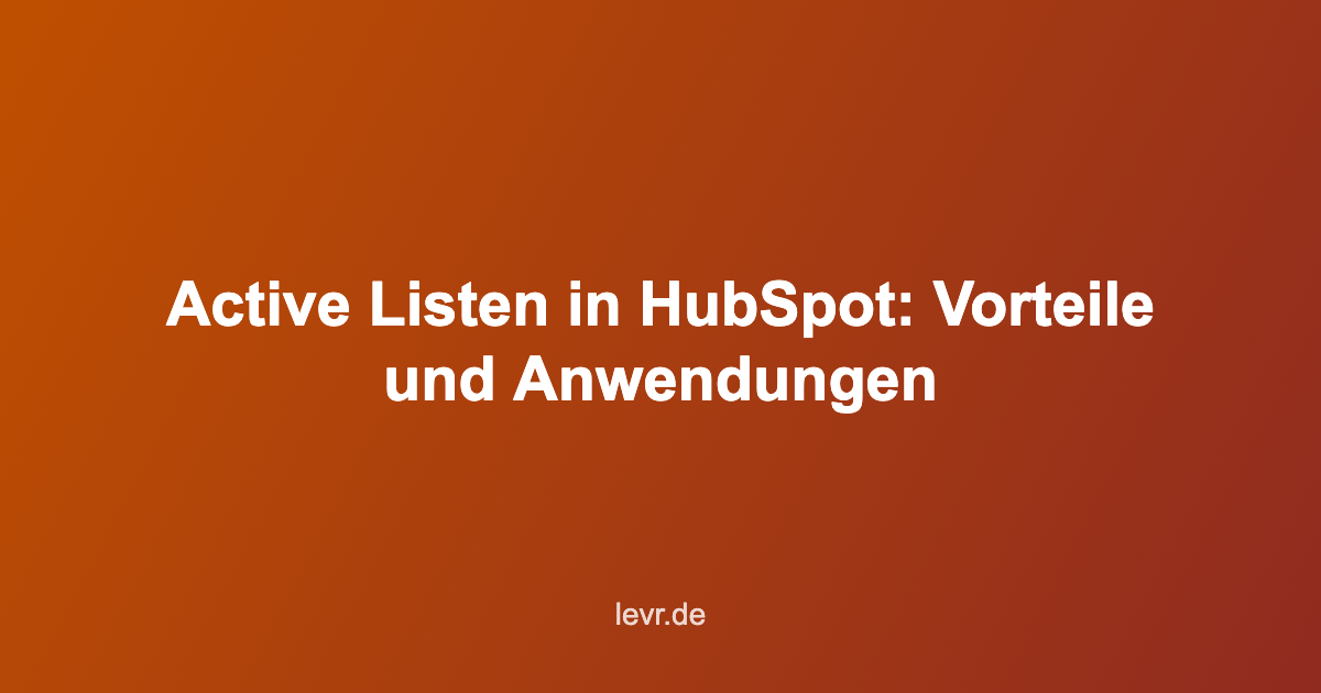 active lists hubspot