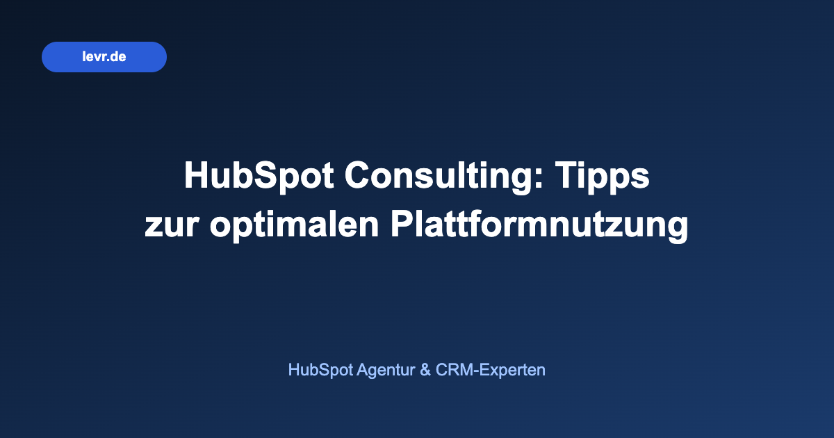 HubSpot Consulting: Tipps zur optimalen Plattformnutzung