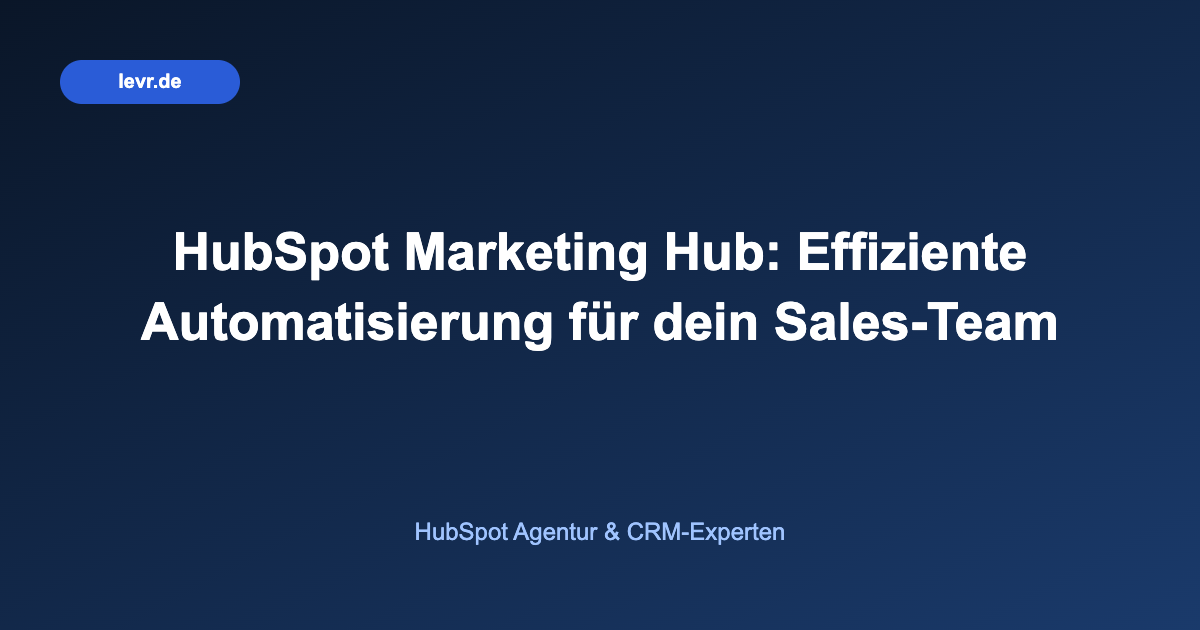HubSpot Marketing Hub: Effiziente Automatisierung für dein Sales-Team