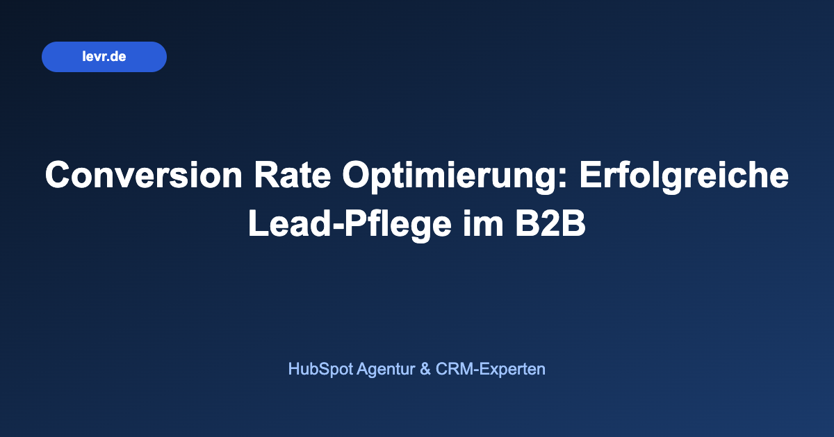Conversion Rate Optimierung: Erfolgreiche Lead-Pflege im B2B