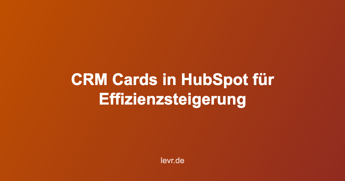 CRM Cards HubSpot